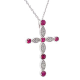 Collar con rubí (Cabouchon) y diamantes en oro blanco 10KT. 45cm