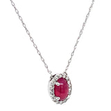 Collar con rubí (Cabouchon) y diamantes en oro blanco 10KT. 45cm