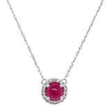 Collar con rubí (Cabouchon) y diamantes en oro blanco 10KT. 45cm