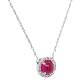 Collar con rubí (Cabouchon) y diamantes en oro blanco 10KT. 45cm