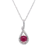 Collar con rubí (Cabouchon) y diamantes en oro blanco 10KT. 45cm