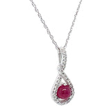 Collar con rubí (Cabouchon) y diamantes en oro blanco 10KT. 45cm