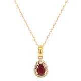 Collar con rubí  y diamantes en oro blanco 10KT. 45cm
