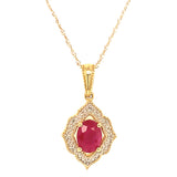 Collar con rubí y diamantes en oro amarillo 10KT. 45cm