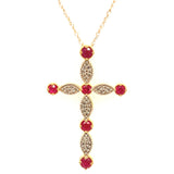 Collar con rubí y diamantes en oro amarillo 10KT. 45cm