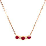 Collar con rubí y diamantes en oro rosado 14KT. 45cm