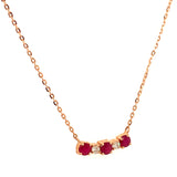 Collar con rubí y diamantes en oro rosado 14KT. 45cm