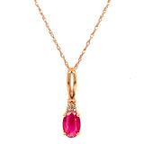Collar con rubí y diamantes en oro rosado 14KT. 45cm