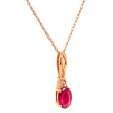 Collar con rubí y diamantes en oro rosado 14KT. 45cm