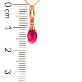 Collar con rubí y diamantes en oro rosado 14KT. 45cm