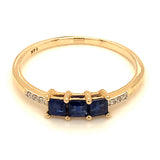Anillo con zafiro y diamantes en oro amarillo 14KT