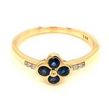 Anillo con zafiro y diamantes en oro amarillo 14KT