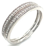 (SOFIA) Dúo de Bandas con diamantes en oro blanco 10kt. D-0.08CTS.