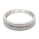 (SOFIA) Dúo de Bandas con diamantes en oro blanco 10kt. D-0.08CTS.