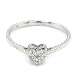Anillo (corazón) con diamantes en oro blanco 14kt. D-0.18CTS.