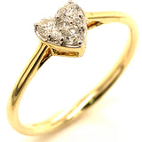 Anillo (corazón) con diamantes en oro amarillo 14kt. D-0.18CTS.
