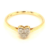 Anillo (corazón) con diamantes en oro amarillo 14kt. D-0.18CTS.