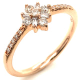 (SOFIA) Anillo con diamantes en oro rosado 10kt. D-0.25CTS.