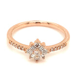 (SOFIA) Anillo con diamantes en oro rosado 10kt. D-0.25CTS.
