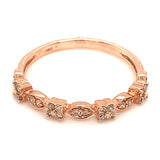 (SOFIA) Anillo con diamantes en oro rosado 10kt. D-0.16CTS.