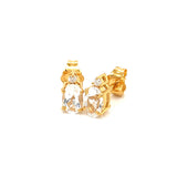 Juego con topacio blanco y diamantes en plata 925 ba–ado oro amarillo. 45cm