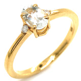 Juego con topacio blanco y diamantes en plata 925 ba–ado oro amarillo. 45cm