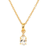 Juego con topacio blanco y diamantes en plata 925 ba–ado oro amarillo. 45cm