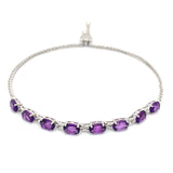 Pulsera (ajustable) con cuarzo amatista en plata 925