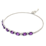 Pulsera (ajustable) con cuarzo amatista en plata 925
