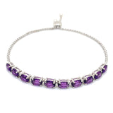 Pulsera (ajustable) con cuarzo amatista en plata 925