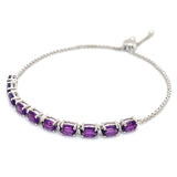 Pulsera (ajustable) con cuarzo amatista en plata 925