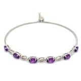 Pulsera (ajustable) con cuarzo amatista en plata 925