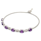 Pulsera (ajustable) con cuarzo amatista en plata 925