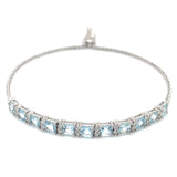 Pulsera (ajustable) con cuarzo aguamarina en plata 925