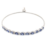 Pulsera de cuarzo de tanzanita con circones en plata 925 11TAC-2.1CTS. 22CZ-0.20CTS.