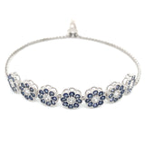 Pulsera de cuarzo de tanzanita con circones en plata 925 56TAC-2.5CTS. 7CZ-1.30CTS.