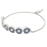 Pulsera de cuarzo de tanzanita con circones en plata 925 56TAC-2.5CTS. 7CZ-1.30CTS.