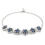 Pulsera de zafiro con circones en plata 925 36SA-2.3CTS. 10CZ-0.65CTS.