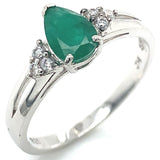 Anillo de esmeralda con circones en plata 925 EM-0.7CTS. 6CZ-0.15CTS.
