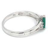 Anillo de esmeralda con circones en plata 925 EM-0.7CTS. 6CZ-0.15CTS.