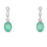 Aretes esmeraldas con circones en plata 925 EM-2.0CTS. 8CZ-0.15CTS.