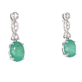 Aretes esmeraldas con circones en plata 925 EM-2.0CTS. 8CZ-0.15CTS.