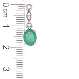 Aretes esmeraldas con circones en plata 925 EM-2.0CTS. 8CZ-0.15CTS.