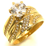 Set de anillos de matrimonio con circones en oro amarillo 10kt.