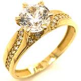 Set de anillos de matrimonio con circones en oro amarillo 10kt.