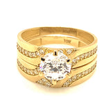 Set de anillos de matrimonio con circones en oro amarillo 10kt.
