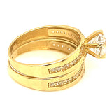 Set de anillos de matrimonio con circones en oro amarillo 10kt.