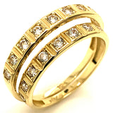 Dúo de bandas con circones en oro amarillo 10kt.