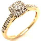 (SOFIA) Anillo con diamantes en oro amarillo 10kt. D-0.20CTS.