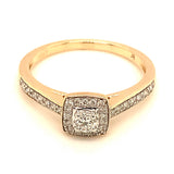 (SOFIA) Anillo con diamantes en oro amarillo 10kt. D-0.20CTS.